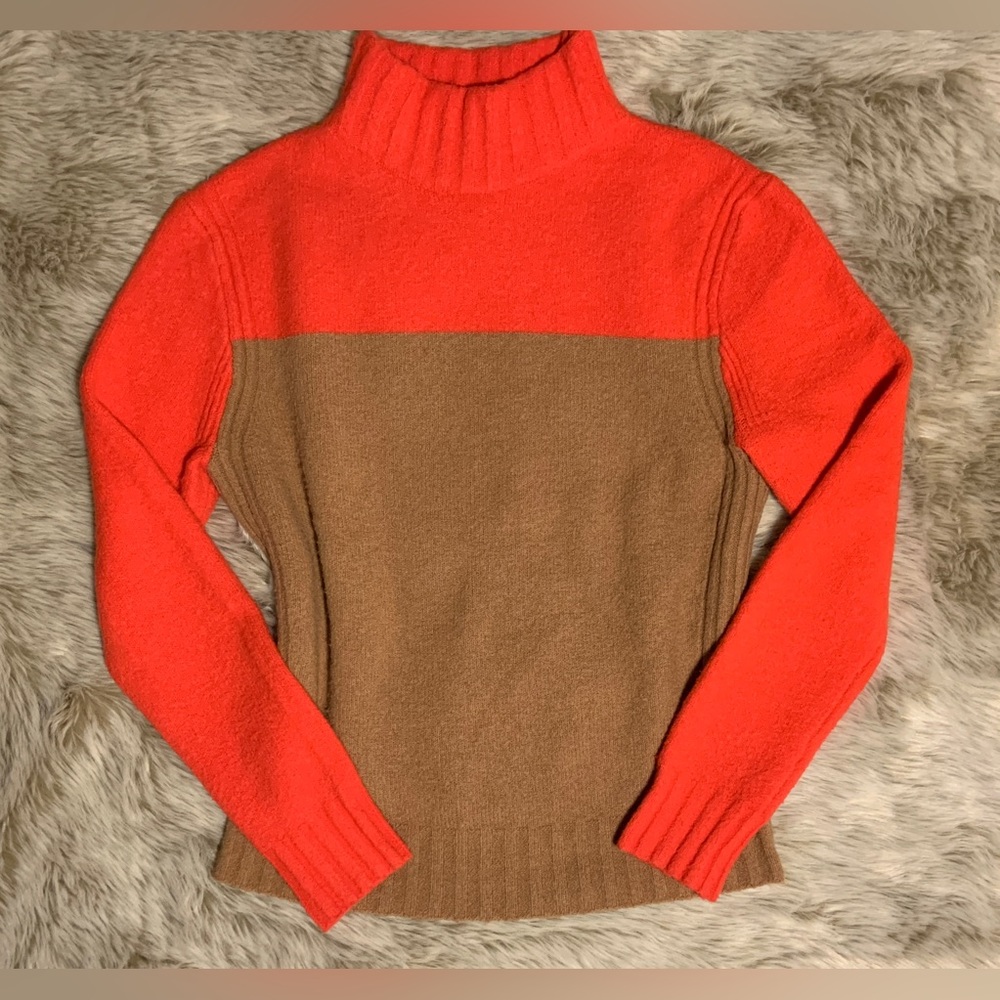 J. Crew Color Block Varsity Wool Blend Sweater Or… - image 4